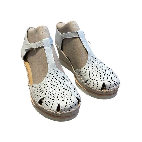 Pikolinos Women's Leather Perforated Wedge Sandals Aguadulce in Nata Size EU 42 - Picture 8 of 10